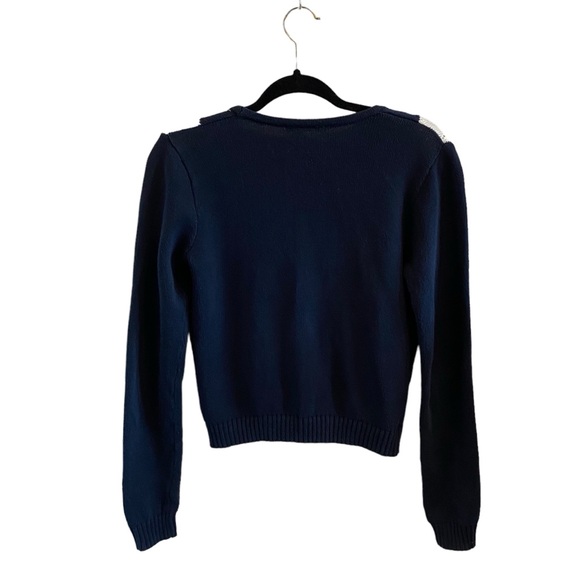 Brandy Melville Elizabeth Argyle Cardigan In Navy Blue & White - Picture 11 of 14